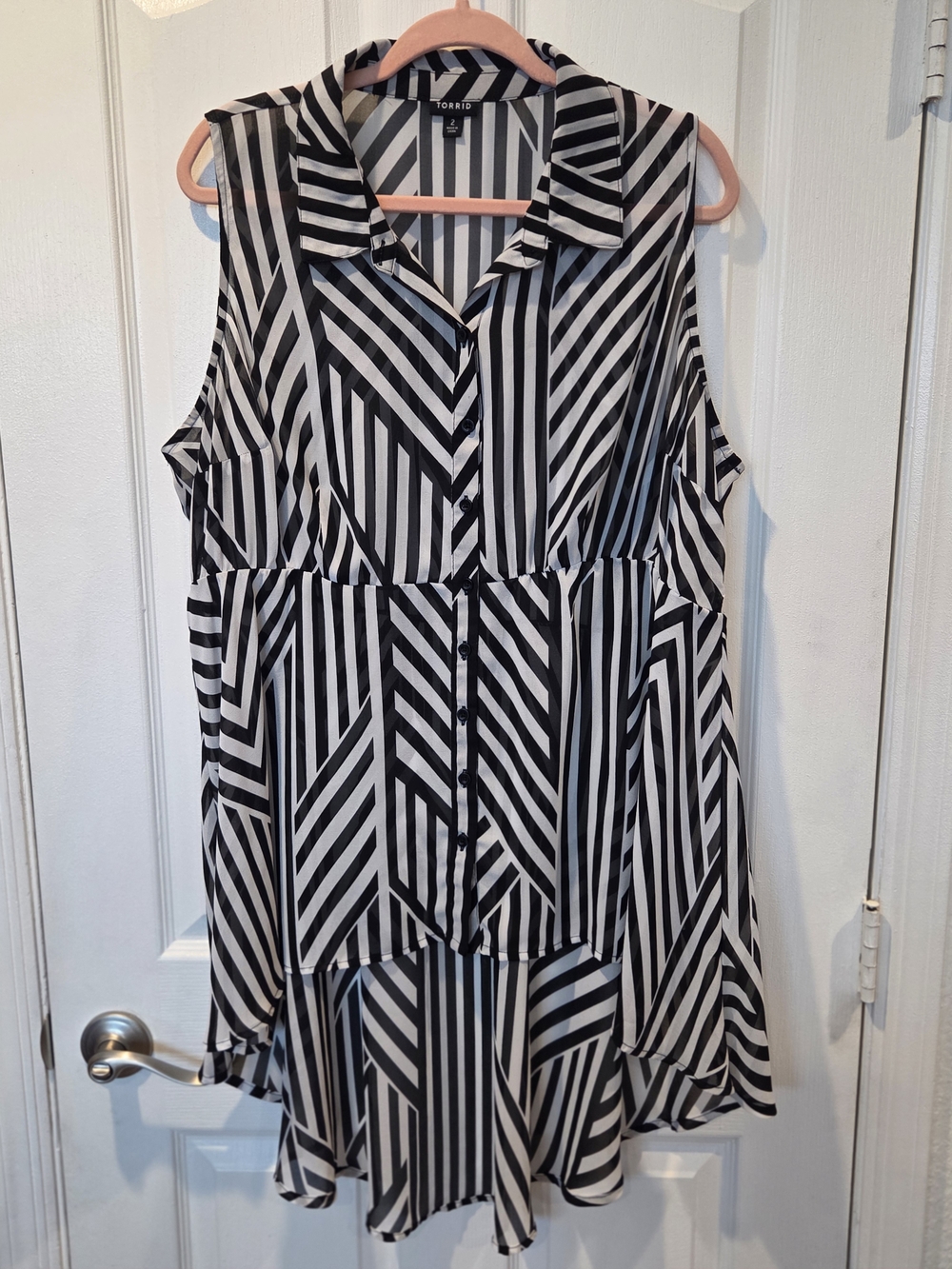 torrid Black and White Striped Sleeveless Tunic